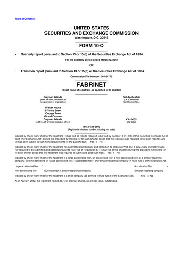 Thumbnail Fabrinet
 10-Q Quarterly Report FY2012 