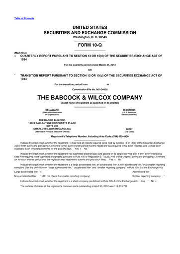 Thumbnail BWX Technologies
 10-Q Quarterly Report FY2012 