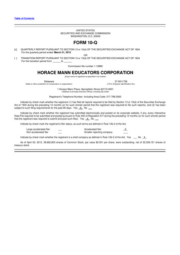 Thumbnail Horace Mann Educators 10-Q Quarterly Report FY2012 