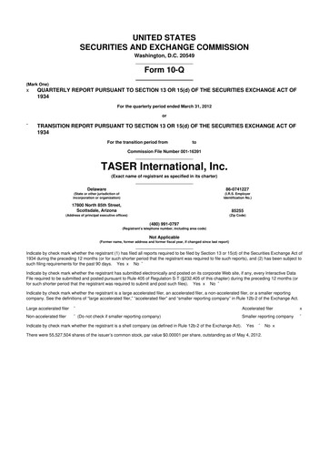 Thumbnail Axon Enterprise
 10-Q Quarterly Report FY2012 