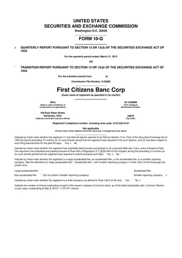 Thumbnail Civista Bancshares
 10-Q Quarterly Report FY2012 