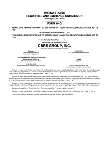 Thumbnail CBRE Group
 10-Q Quarterly Report FY2012 