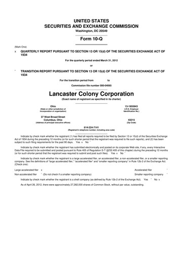 Thumbnail The Marzetti Company 10-Q Quarterly Report FY2012 