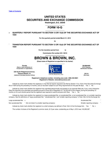 Thumbnail Brown & Brown
 10-Q Quarterly Report FY2012 