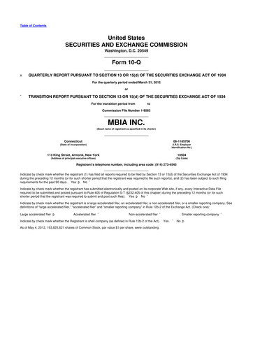 Thumbnail MBIA 10-Q Quarterly Report FY2012 