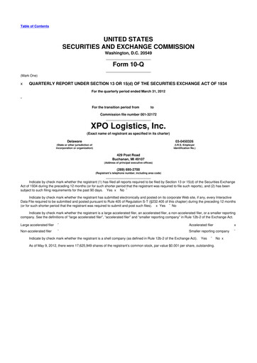 Thumbnail XPO Logistics 10-Q Quarterly Report FY2012 