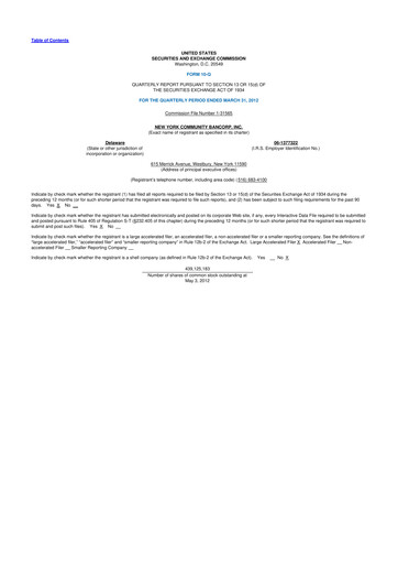 Thumbnail Flagstar Bank 10-Q Quarterly Report FY2012 