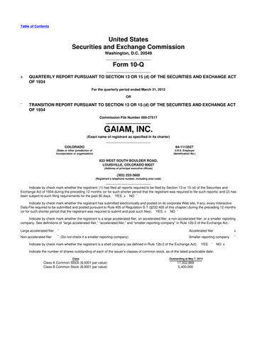 Thumbnail Gaia 10-Q Quarterly Report FY 