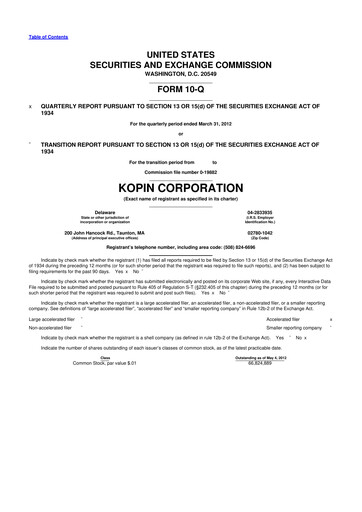 Thumbnail Kopin Corporation
 10-Q Quarterly Report FY2012 