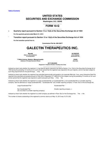 Vorschaubild Galectin Therapeutics 10-Q Quartalsbericht 2012 