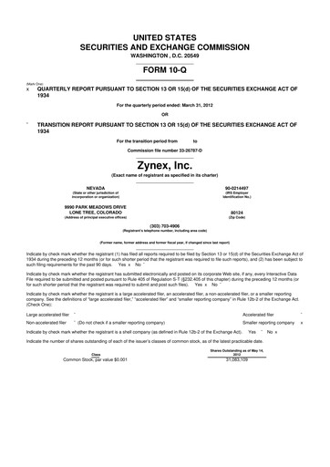 Thumbnail Zynex 10-Q Quarterly Report FY2012 