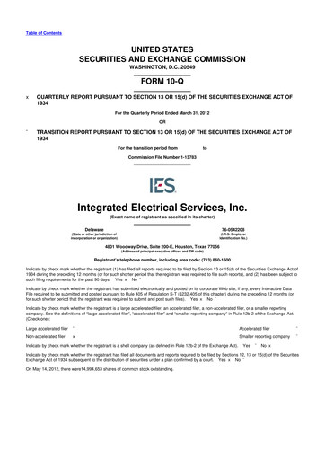 Thumbnail IES Holdings 10-Q Quarterly Report FY2012 