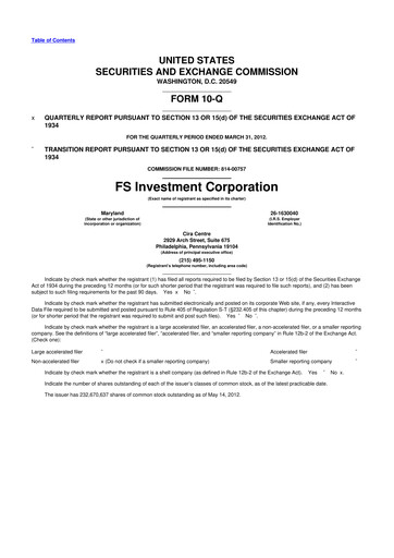 Thumbnail FS KKR Capital
 10-Q Quarterly Report FY 