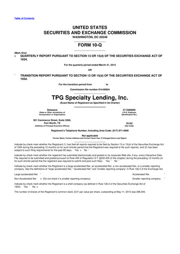 Thumbnail Sixth Street Specialty Lending 10-Q Quarterly Report FY 