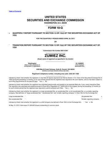 Thumbnail Zumiez 10-Q Quarterly Report FY2012 
