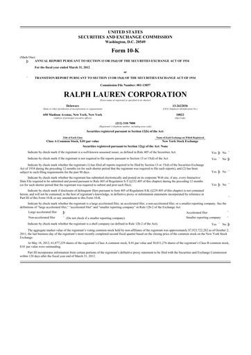 Thumbnail Ralph Lauren 10-K Annual Report 2012