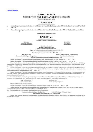 Thumbnail EnerSys 10-K Annual Report 2012