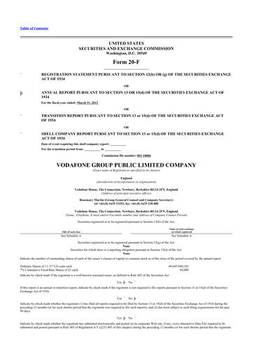 Thumbnail Vodafone 20-F Annual Report 