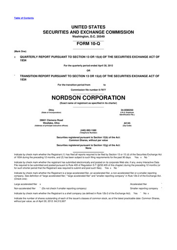Thumbnail Nordson 10-Q Quarterly Report FY2012 