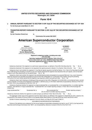 Thumbnail American Superconductor Corporation 10-K Annual Report 2012