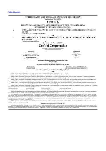 Thumbnail CorVel Corporation
 10-K Annual Report 2012