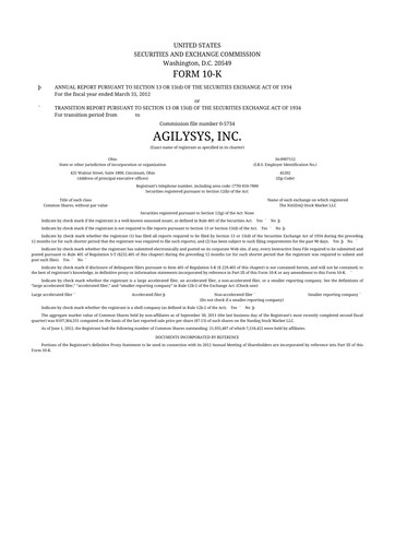 Thumbnail Agilysys 10-K Annual Report 2012