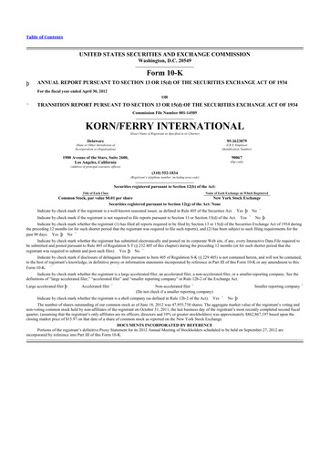 Thumbnail Korn Ferry
 10-K Annual Report 2012