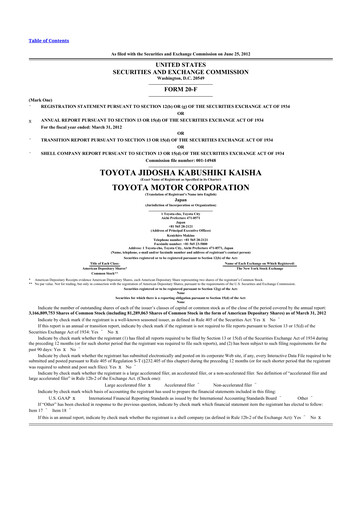 Thumbnail Toyota 20-F Annual Report 2011