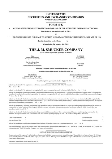 Thumbnail J.M. Smucker Company 10-K Annual Report 2012