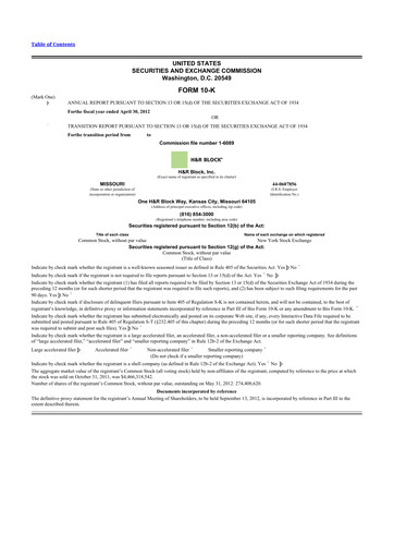 Thumbnail H&R Block
 10-K Annual Report 2012