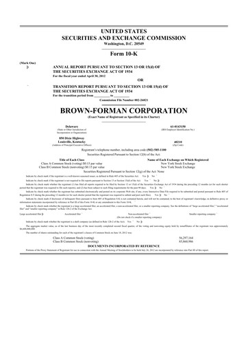 Thumbnail Brown Forman 10-K Annual Report 2012