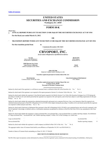 Thumbnail CryoPort 10-K Annual Report 2012