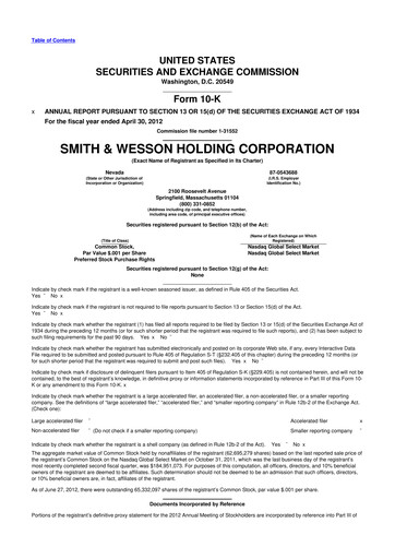 Thumbnail Smith & Wesson 10-K Annual Report 2012