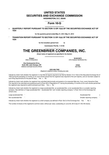 Thumbnail The Greenbrier Companies
 10-Q Quarterly Report FY2012 