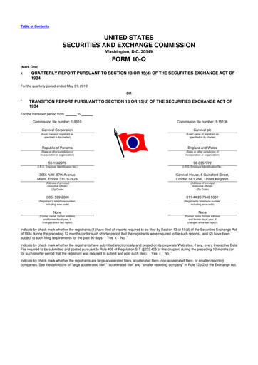 Thumbnail Carnival Corporation 10-Q Quarterly Report FY 