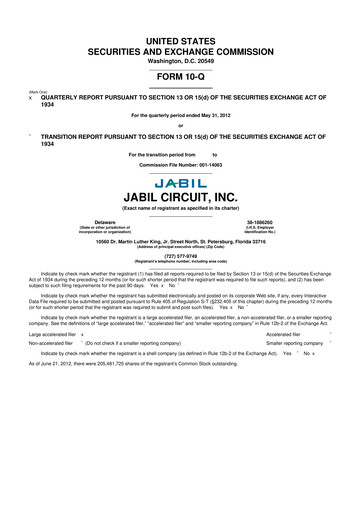 Thumbnail Jabil 10-Q Quarterly Report FY2012 