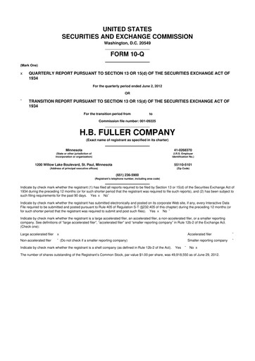 Thumbnail H.B. Fuller
 10-Q Quarterly Report FY 