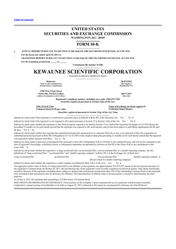 Thumbnail Kewaunee Scientific Corporation 10-K Annual Report 2012