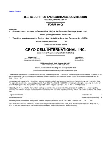 Thumbnail Cryo-Cell International 10-Q Quarterly Report FY2012 