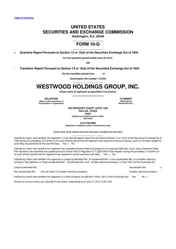 Vorschaubild Westwood Holdings Group 10-Q Quartalsbericht 2012 