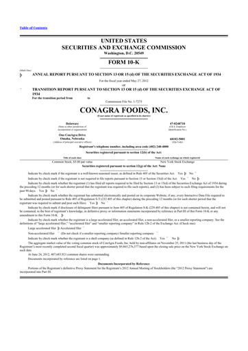 Thumbnail Conagra Brands
 10-K Annual Report 2012