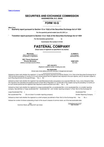 Thumbnail Fastenal 10-Q Quarterly Report FY2012 