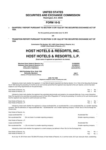 Thumbnail Host Hotels & Resorts
 10-Q Quarterly Report FY2012 
