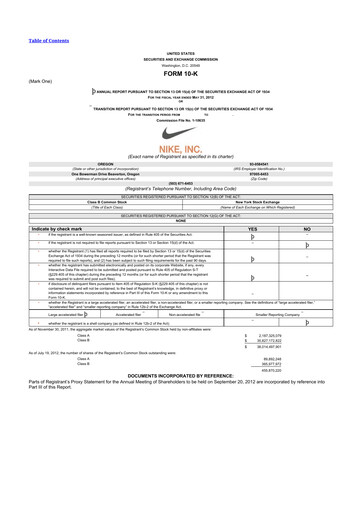 Thumbnail Nike 10-K Annual Report 2012