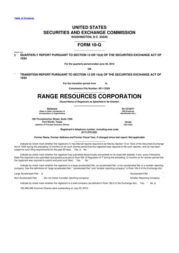 Thumbnail Range Resources
 10-Q Quarterly Report FY 