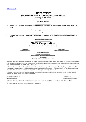 Miniature GATX 10-Q Rapport trimestriel 2012 
