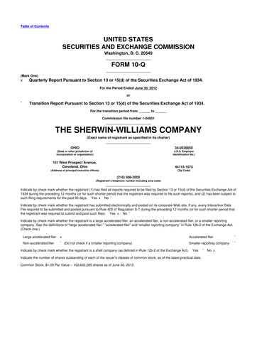 Thumbnail Sherwin-Williams 10-Q Quarterly Report FY2012 