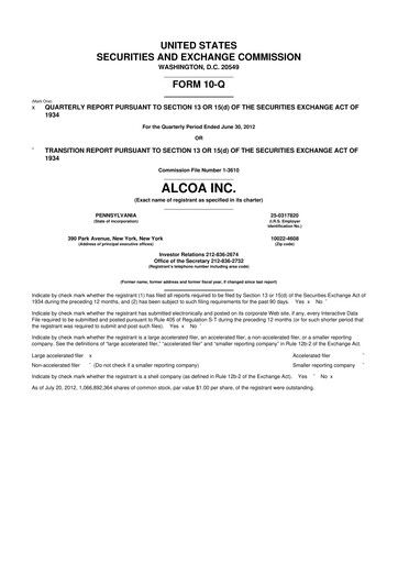 Thumbnail Howmet Aerospace
 10-Q Quarterly Report FY2012 