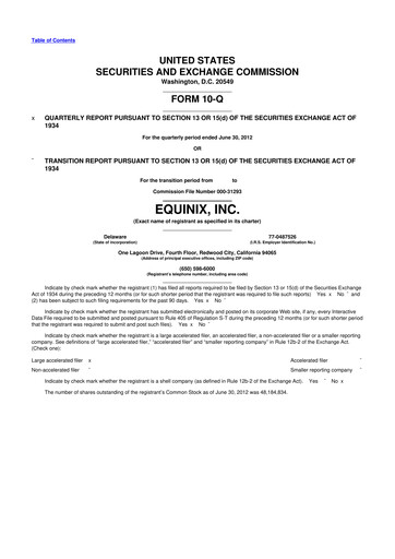 Thumbnail Equinix 10-Q Quarterly Report FY2012 