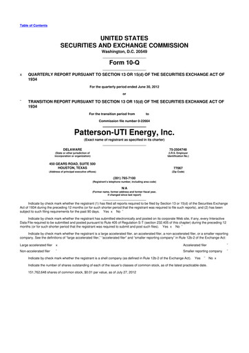 Thumbnail Patterson-UTI Energy 10-Q Quarterly Report FY2012 